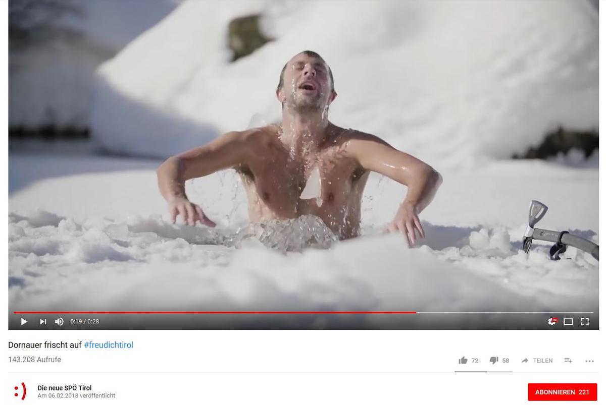 Screenshot aus dem Werbevideo "Dornauer frischt auf" der SPÖ Tirol