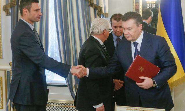 Vitali Klitschko und Präsident Janukowitsch einigten sich auf mehrere Kompromiss-Punkte.