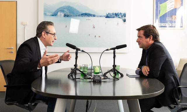 Heinz-Christian Strache zu Besuch im Büro von "Presse"-Chefredakteur Rainer Nowak. 