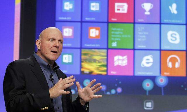 Microsoft CEO Steve Ballmer speaks at the launch of Windows 8 operating system in New York