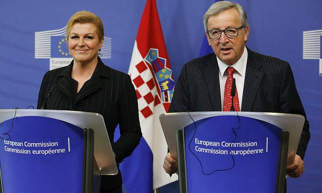 Kroatiens Präsidentin Kolinda Grabar-Kitarović mit EU-Kommissionspräsident Jean-Claude Juncker.