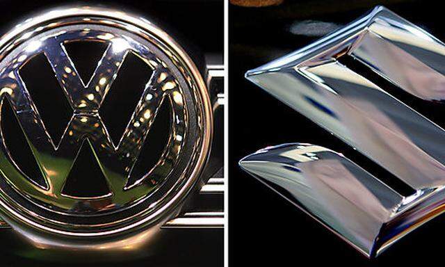 ARCHIV - Die Combo aus Archivbildern vom 22. Sept. 2005 zeigt die Logos der Autobauer Volkswagen, lin