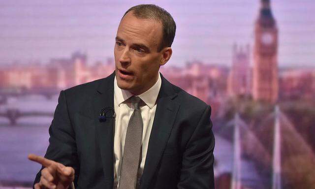 Britain's Secretary of State for Exiting the European Union Dominic Raab appears on the Marr Show on BBC television in London