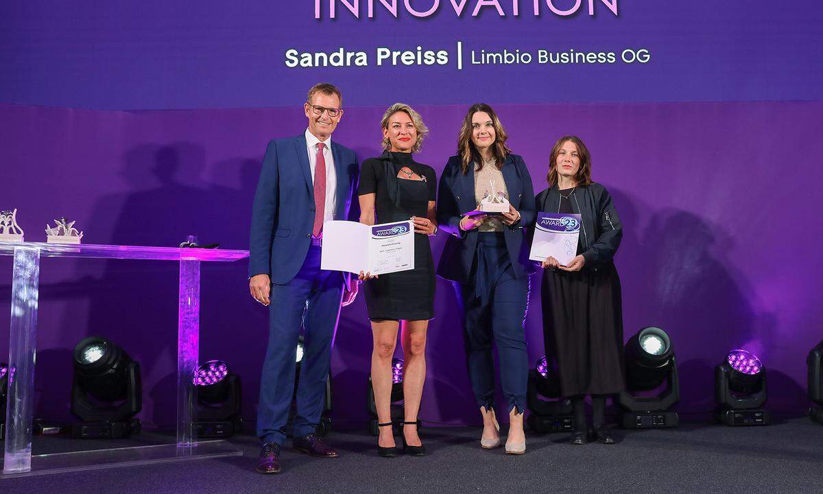 Die Nominierten in der Kategorie Innovation: Carmen Trapic, Haar la carte, Sandra Preiss, Limbio Business OG und Julia Zeitlhuber, cultured 1991 OG. 