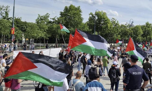 In der Wiener Innenstadt fand am Donnerstagabend eine pro-palästinensische Demonstration statt.