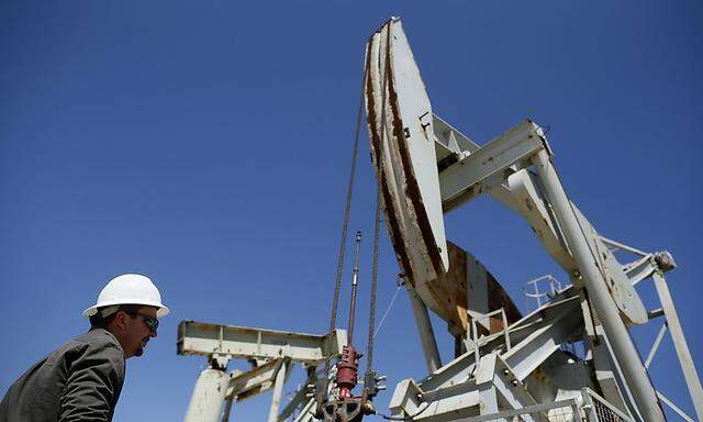 A pumpjack drills for oil in the Monterey Shale, California