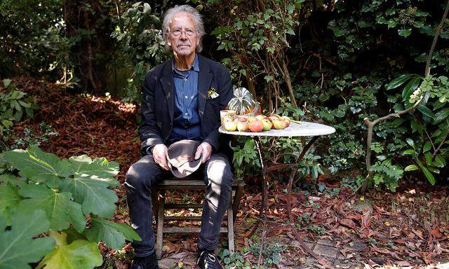Austrian author Peter Handke, winner of the 2019 Nobel Prize in Literature, poses in his house in Chaville