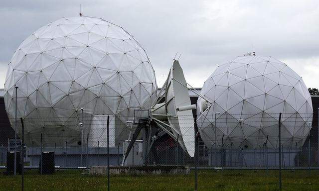 A satellite dish is seen in the former monitoring base of the National Security Agency in Bad Aibling