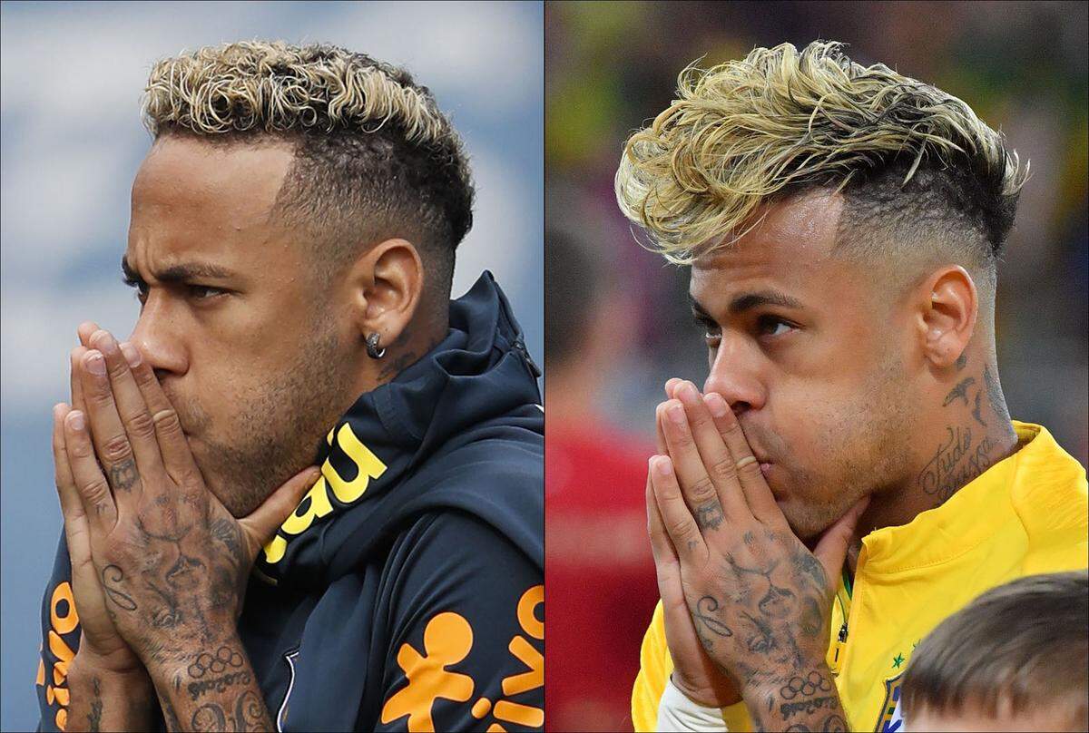 Haartechnisch eigene Wege ging Neymar (Brasilien) bei der Fußball WM. Mit Spaghetti und Wischmop wurden seine blonden Locken verglichen. Das ging an dem brasilianischen Fußballer nicht spurlos vorbei, kurze Zeit später ließ er Haar. Das Blond blieb.