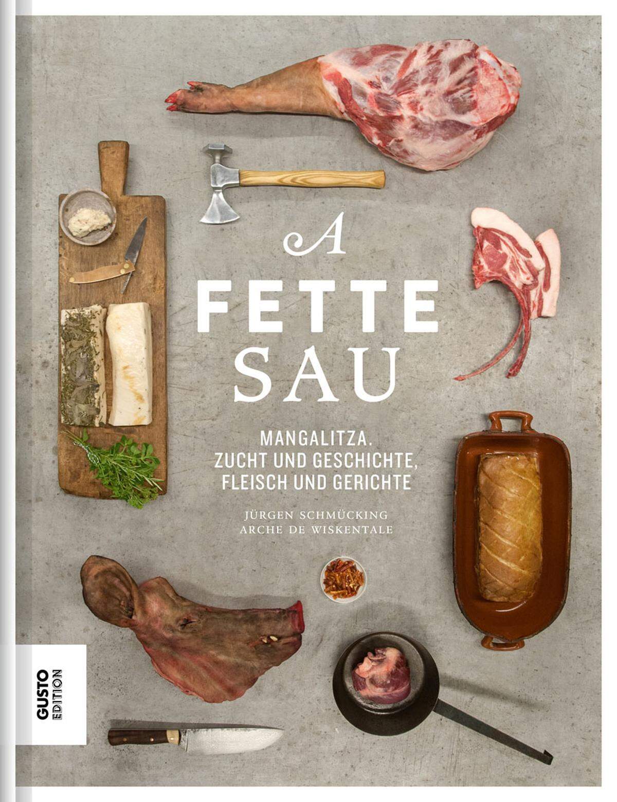 Der Kühlschrank "randvoll mit Speck, Schmalz, Würsten und Schmer", der Perfektionismus eins a: Die Familie Wiesner steckt hinter der Mangalitza-Zucht Arche De Wiskentale. Jürgen Schmücking porträtiert sie und ihre Schweine und stellt Rezepte vor. "A fette Sau", Gusto Edition, 29,90 Euro.