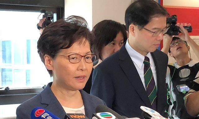 Hong Kong Chief Executive Carrie Lam speaks to media over an extradition bill protest in Hong Kong