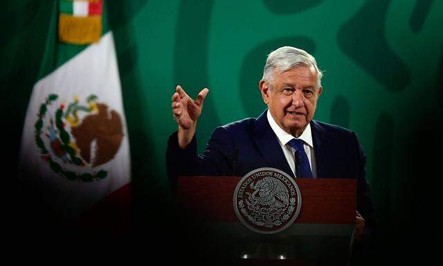 Der mexikanische Präsident Andrés Manuel López Obrador bei seinem täglichen Pressebriefing.