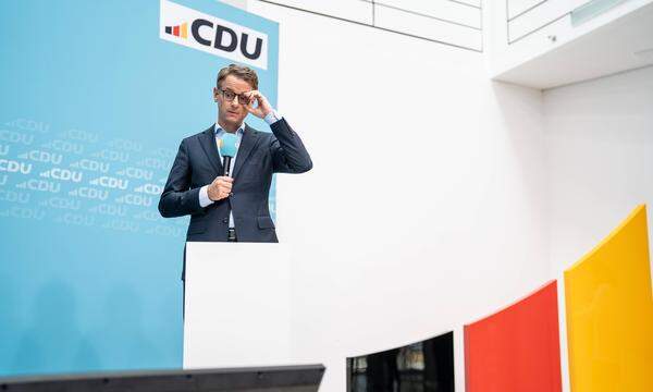 Carsten Linnemann bei der Vorstellung des neuen Parteidesigns.