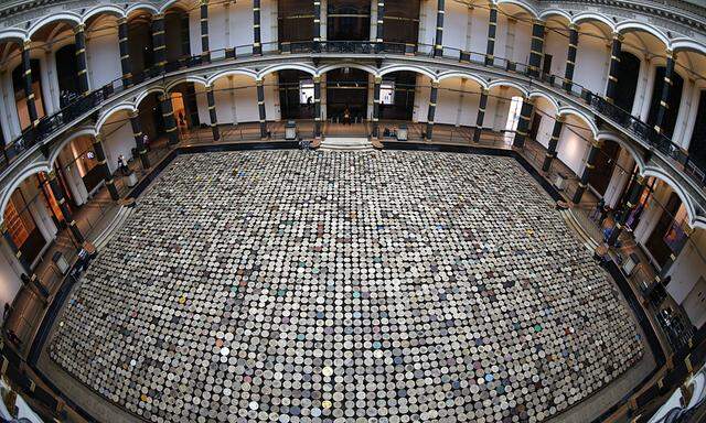 A general view of the installation ´Stools´ by Chinese artist Ai Weiwei at the Martin-Gropius Bau in Berlin
