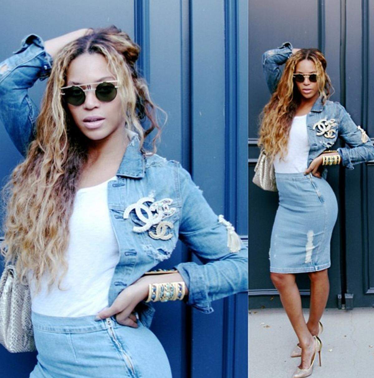 Jeans auf Jeans. Dieser lang verpönte Trend findet jetzt bei Stars wie Beyonce  wieder Anklang.