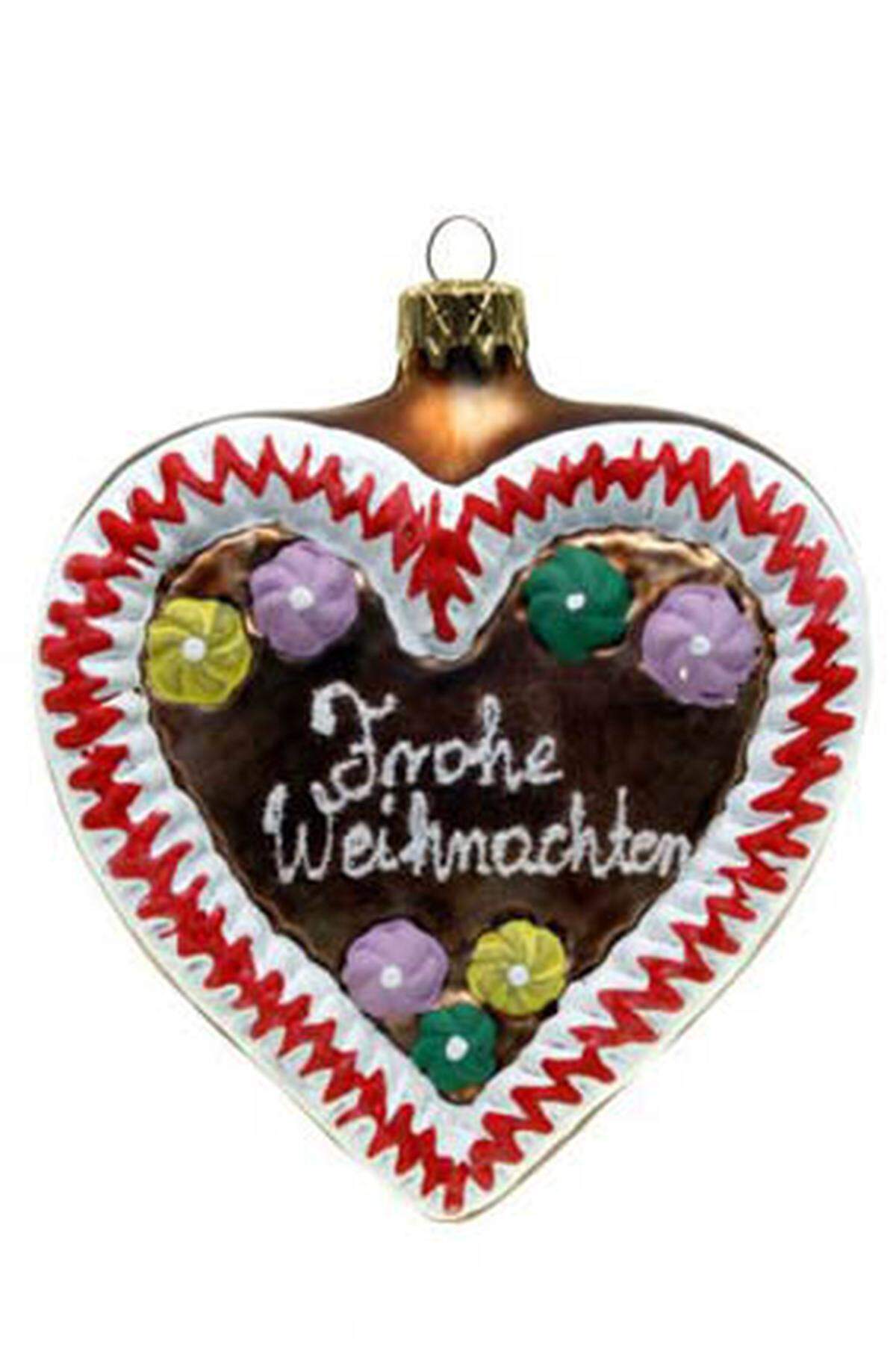 Ein Herz für Schnuckelchen, ein Herz für Schatzileinchen, ein Herz für den Christbaum. Verschiedene Aufschriften, 15,90 Euro bei weihnachtskontor.de/