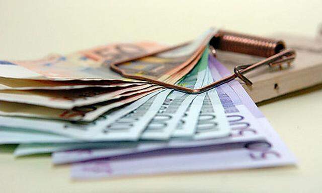 Geld, Euro, Mausefalle, Schulden, Finanz, Bank, Kredit, Diebstahl, Verbrechen Foto: Clemens Fabry