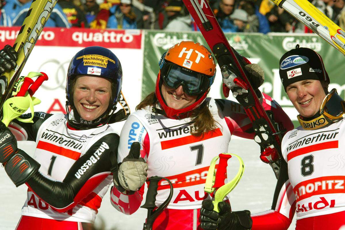 Bereits 2003 holte Schild mit Slalom-Silber bei der WM in St. Moritz. Die erste von insgesamt sieben Medaillen (2 Gold, 3 Silber, 2 Bronze).