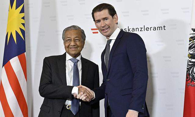 Kurz begrüßte Mahathir im Bundeskanzleramt in Wien.