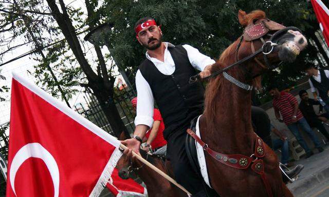 Sept 8 2015 Ankara Turkey Sep 8 2015 Horsemen who participated in the rally Thousands of p