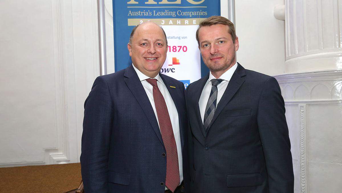 Palfinger-CEO Andreas Klauser mit dem "Presse"-Vorsitzenden der Geschäftsführung Herwig Langanger.