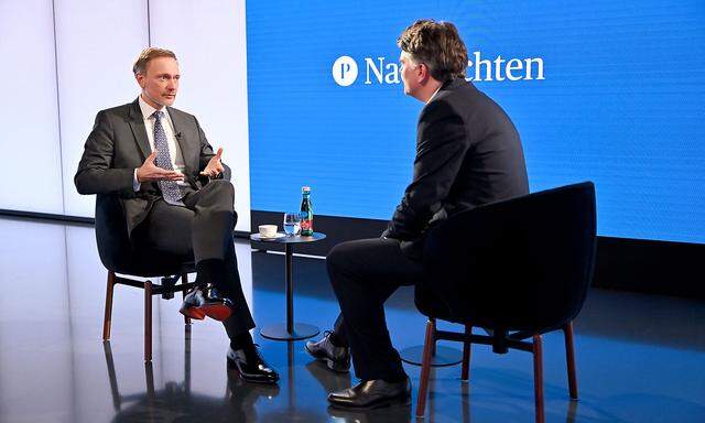 Deutschlands Finanzminister, Christian Lindner, im Gespräch mit Stv. Chefredakteur Christian Ultsch im "Presse"-Studio 