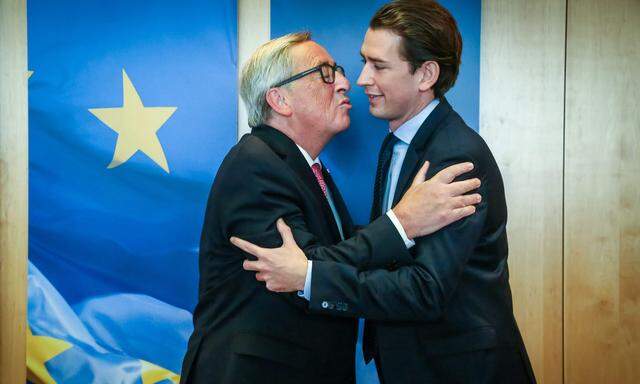 (Noch-)Minister Kurz und die Begrüßung à la Juncker.  