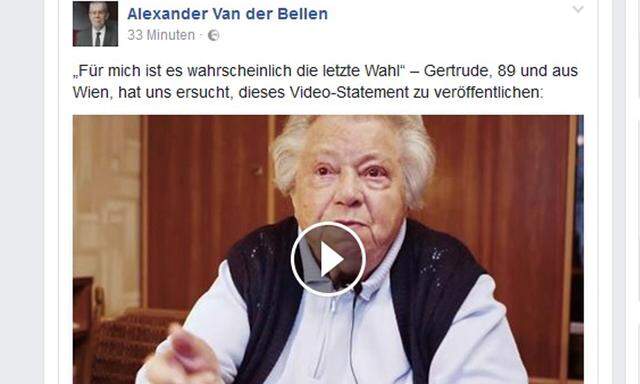 Video auf der Facebook-Seite von Alexander Van der Bellen 