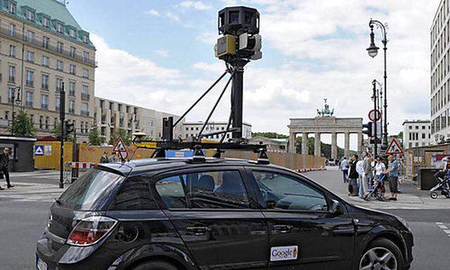 FILE - In this July 9, 2008 file photo a google street view car drives near the Brandenburg Gate in B