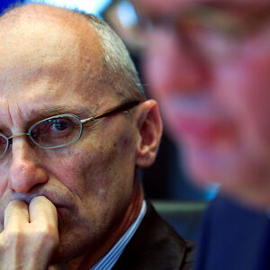 FILE PHOTO: Chairperson of European Banking Authority Andrea Enria attends a debate with the European Parliament's Economic and Monetary Affairs Committee in Brussels