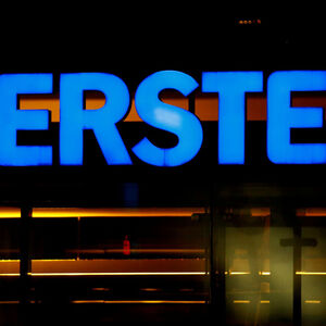 FILE PHOTO: The logo of Erste Group Bank is seen outside of one of its branch offices in Vienna