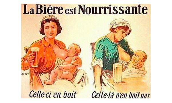 Nahrhaft, beruhigend, süffig - Bier angepriesen für stillende Mütter wäre heute ein Skandal.
