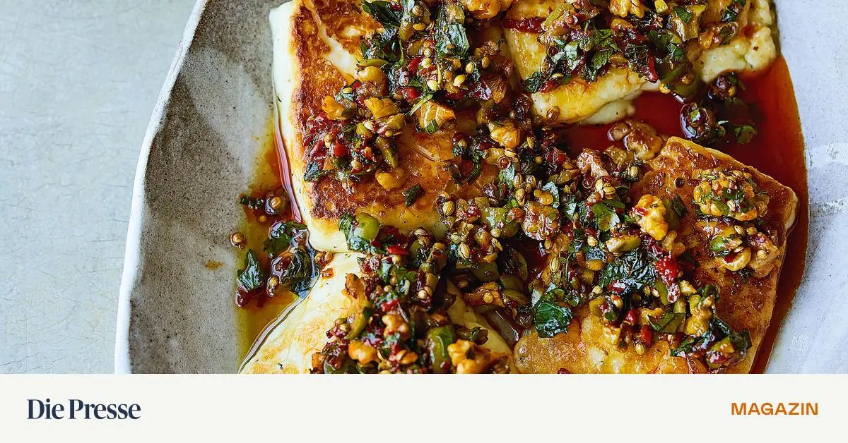 Halloumi-mit-scharfen-Oliven-und-Waln-ssen