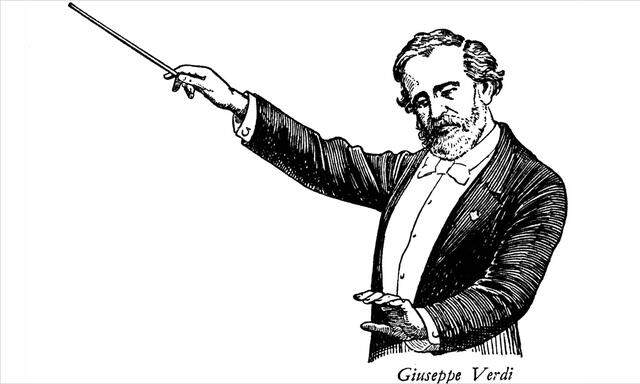 Giuseppe Verdi dirigiert Zeichnung
