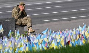 Ein ukrainischer Soldat in Kiew. 