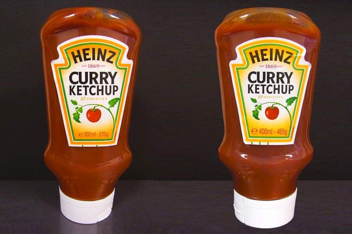 Der Heinz Curry Ketchup brachte es im Online-Voting auf 20,2 Prozent der Stimmen. Beim Ketchup schrumpfte die Füllmenge bei leicht erhöhtem Preis von 500 auf 400 Milliliter. Die versteckte Preiserhöhung betrug bis zu 28 Prozent. Ähnlich wie andere Firmen rechtfertigte Heinz die kleinere Verpackung mit einer Neuausrichtung aufgrund der Zunahme von kleinen Haushalten.