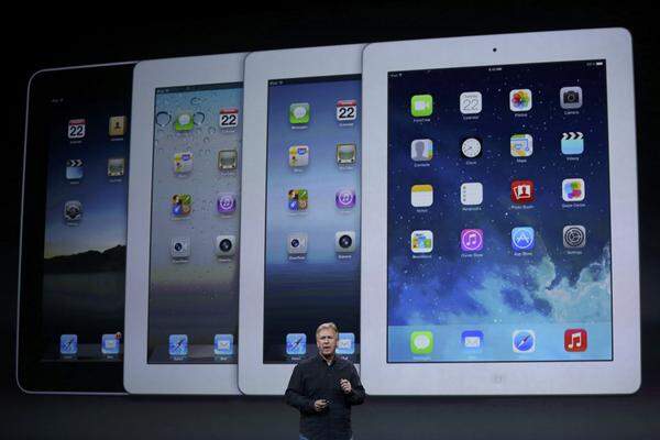 iPad-Evolution: Von der ersten Generation bis zum iPad Air (v.l.n.r.).
