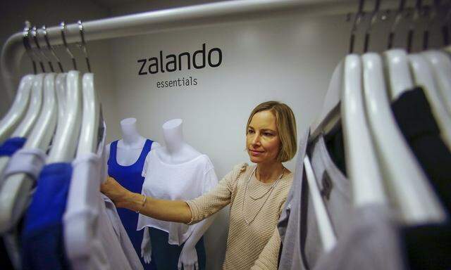 File photo of an employee posing in a showroom of the fashion retailer Zalando in Berlin
