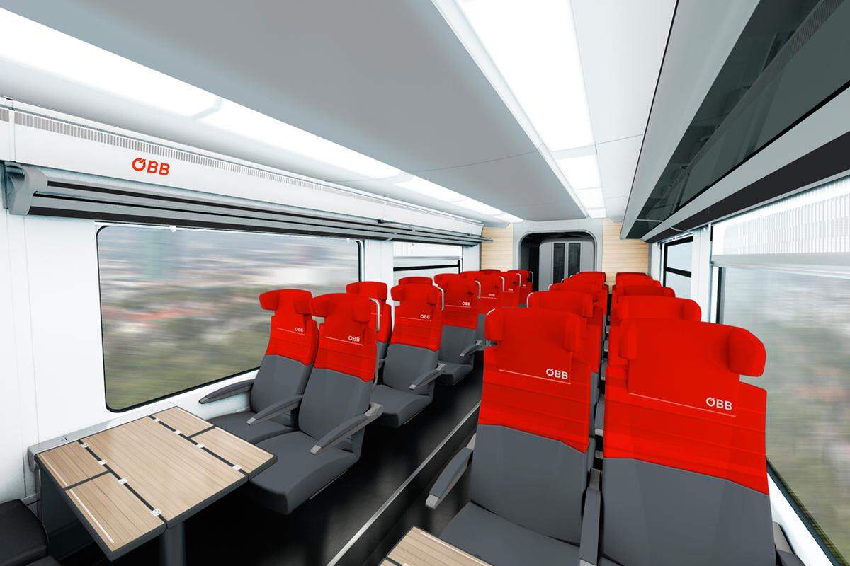 Zwei Versionen der neuen Züge wird es geben - 30 Garnituren für den S-Bahn-Verkehr in Wien und Niederösterreich mit 244 Sitzplätzen und 70 Garnituren für den Regionalverkehr in Niederösterreich, Oberösterreich und der Steiermark mit je 259 Sitzplätzen.