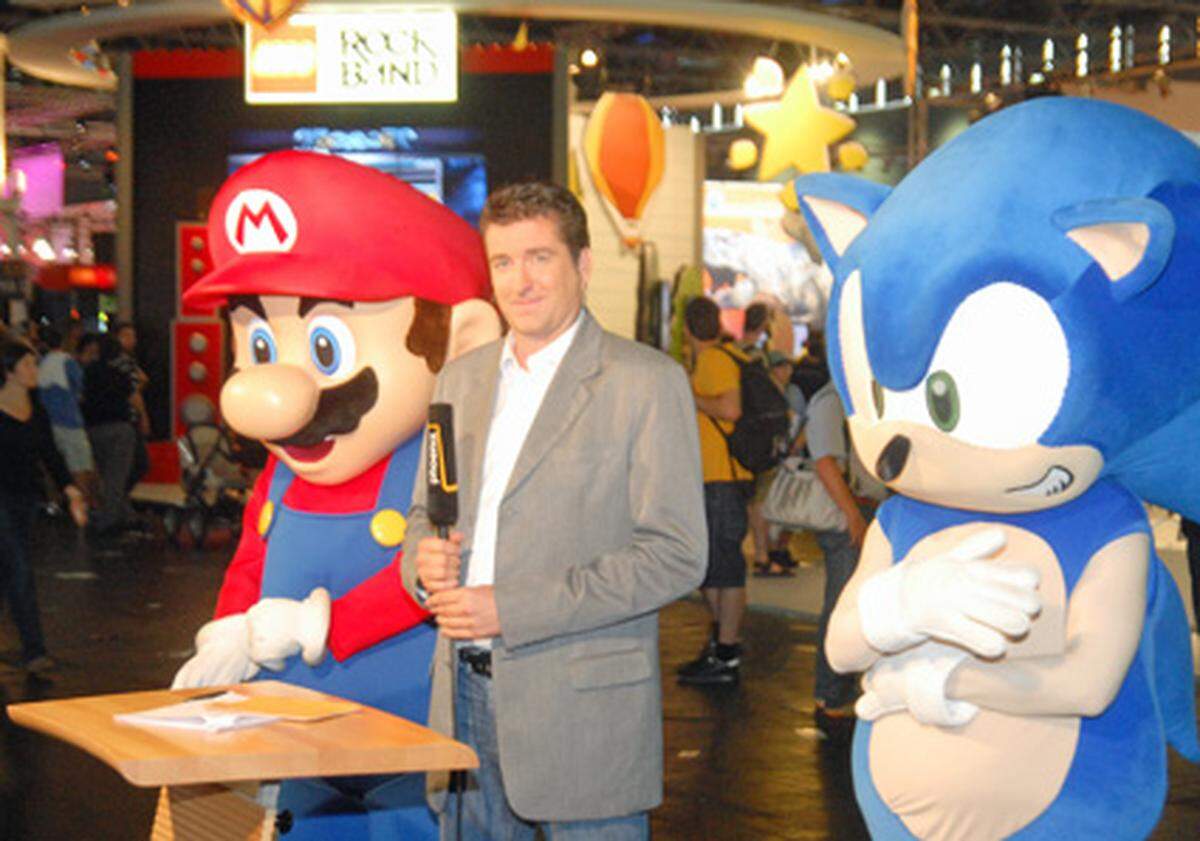 Zwei Gaming-Legenden, Mario und Sonic, durften sogar ein Interview geben. Leider waren sie nicht allzu gesprächig.