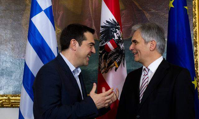 150209 VIENNA Feb 09 2015 Austrian Chancellor Werner Faymann R meets with Greek Prime