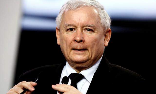 Kaczynski, leader of ruling party Law and Justice  attends a news conference about Brexit in party headquarters in Warsaw