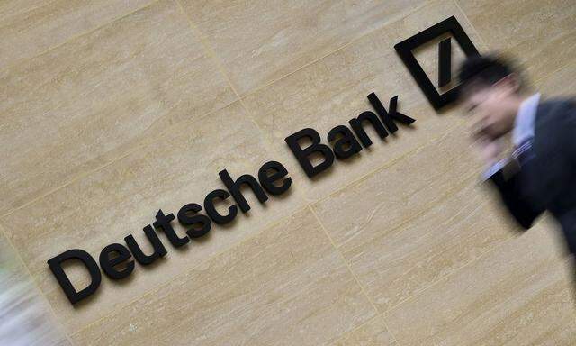 File photo of the Deutsche Bank logo at the bank's headquarters in London