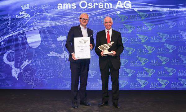 Auszeichnung börsennotierte Unternehmen, Sieger F&E: KSV1870-CEO Ricardo-José Vybiral (l.) und ams-OSRAM-CTO Thomas Stockmeier.
