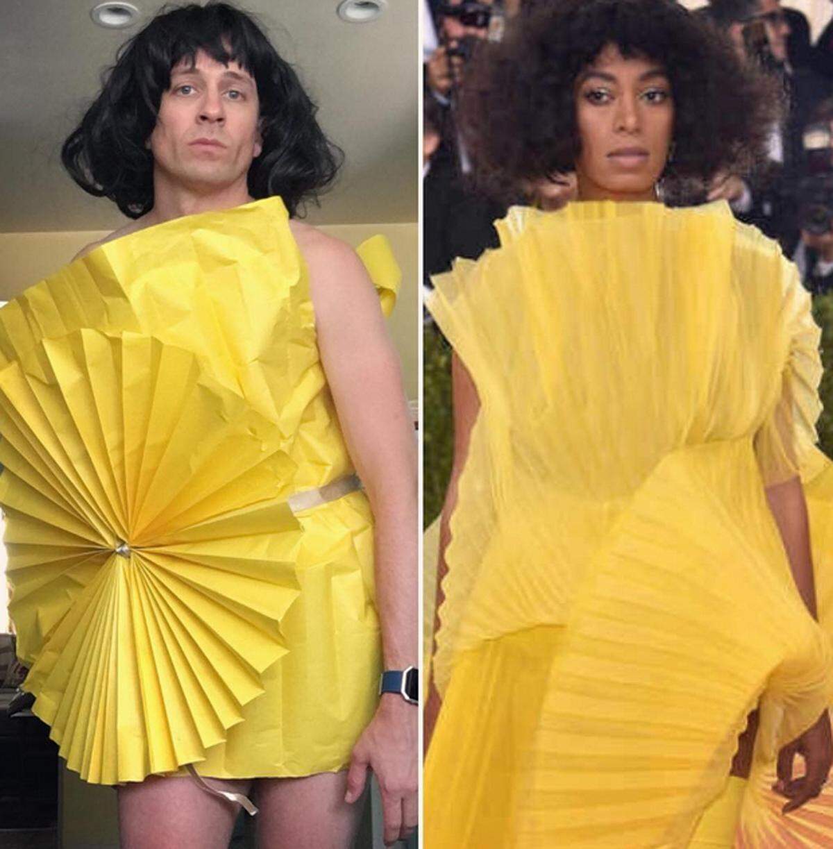 Basteln musste der Schauspieler auch für das gelbe Outfit von Solange Knowles.