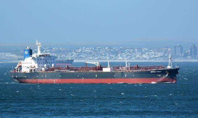 FILE PHOTO: The Mercer Street, a Japanese-owned Liberian-flagged tanker managed by Israeli-owned Zodiac Maritime that was attacked off Oman coast as seen in Cape Town