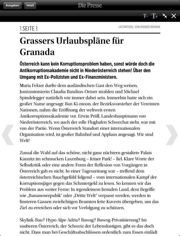 Ein Fingertipp auf einen Artikel öffnet diesen im bequemen Lesemodus.