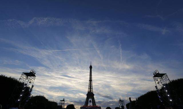 Eiffel Tower seen in fan zone during a EURO 2016 semi final soccer match
