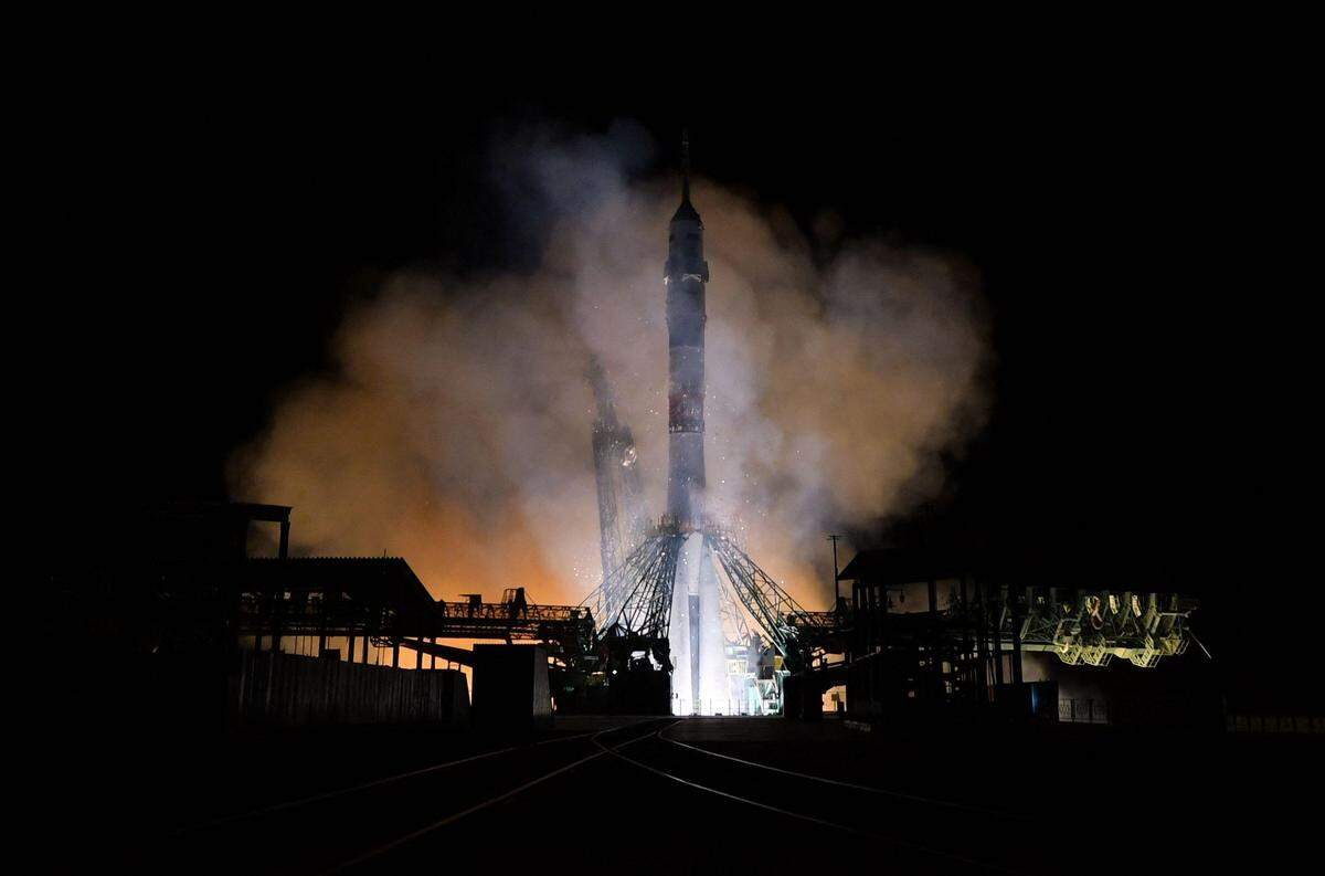 Die russische Sojus-Rakete beim Start im September.
