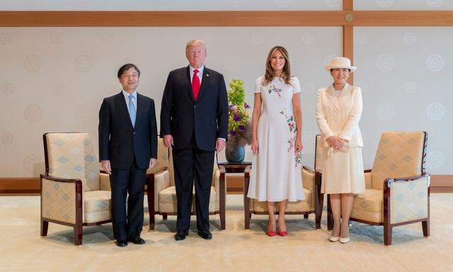 Japans Kaiser Naruhito, Präsident Donald Trump, First Lady Melania Trump und Kaiserin Masako. 